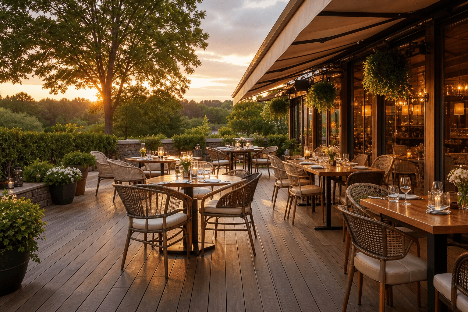 Mycie tarasu restauracyjnego przed sezonem letnim
