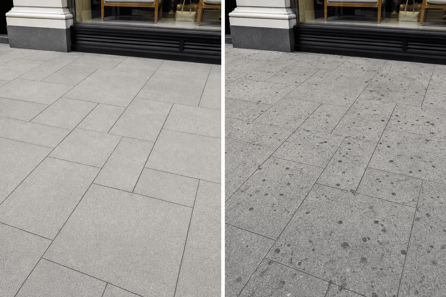 Usuwanie gum do żucia z chodnika przed firmą